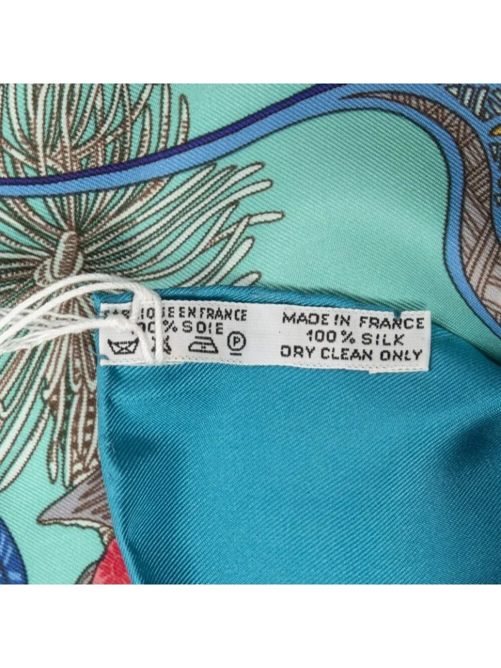 ★SOLD★ Hermes Scarf Teal Gold Pink Silk - Picture 5 of 5